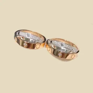 Luxury Rings Designer för kvinnor Vintage Twotone Patchwork Crossover Ring för kvinna Full Rhinestone Plated Gold Ring Man Top Level Gift ZL199 B4