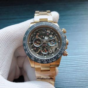 Najwyższej jakości nowy styl Automatyczny 2836 Ruch Ukryj czarny pusty tarcza Xiabisour Men Watch 18K Gold Band Male Watch 312d