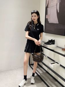 Luxury brand 24ss Designer clothing chanail new lapel pleated skirt set custom hardware accessories casual solid color embroidered letter women casual dress