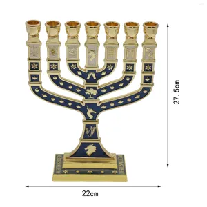 Ljushållare Menorah Candelabrum Candles Stand Classic Table Centerpiece 7 Branch Hanukkah Metal For Wedding Party Banket Home Decor