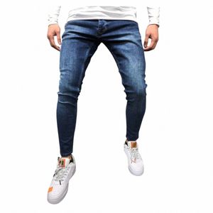 Mens Jeans FI Casual Solid Color Denim Pants Spring Daily Pendut All-Match Skinny Slim Fit Croped Sports Denim Pants R8PK#