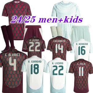 2024 México Camisa de Futebol Home Away RAULCHICHARITO LOZANO DOS SANTOS Clube Camisa de Futebol Kit Infantil H.LOZANO Conjuntos Masculinos Uniformes Torcedores Versão Jogador