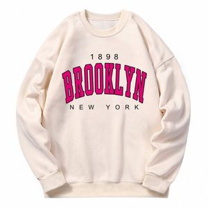 1898 Brooklyn New York Baskı Terzini Kadınlar Klasik Retro Fi Hooded Polar Sıcak Giysiler Gevşek Büyük Boy Hoodies A6mm#