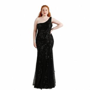 women's Chic and Elegant Evening Dr, Plus Size, Lg, Evening, Chubby Gala, Shoulder Sequin, Luxury, Wedding Party, Summer, f0iM#