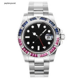 Roller Titta på Swiss Watches Diamond Mens 116759 Saru Black Dial 40mm 904L Rostfritt stål Keramiska fälg Lysande Sapphire Crystal Glass hela automatisk maskin