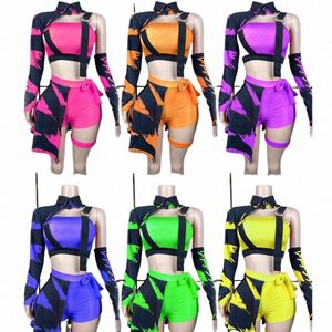 6 colori maniche irregolari Festival Outfit Women Group Party Jazz Dance Abbigliamento Cosplay Nightclub Dj Ds Gogo Costume XS7339 U0jB #