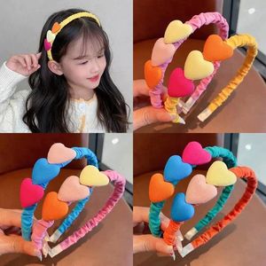 Acessórios de cabelo meninas colorido coração hairbands crianças bonito amor headbands tecido doce decorar hoop headwear crianças