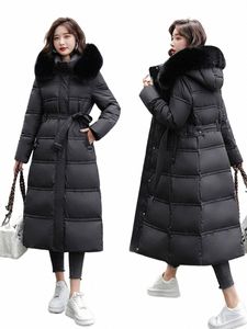 Vinterjacka i tungt hår får LG Temperament of Cultivate Morality Show Belt ner Cott-Padded Jacket Female Coat Y7E6#