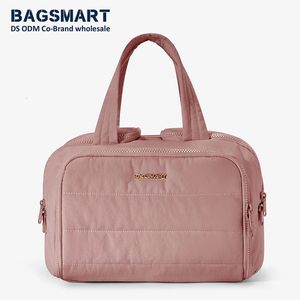 BAGSMART Kulturbeutel, leicht, groß, weit offen, für Reisen, für Damen, Kosmetik, Make-up, Organizer mit Griff, Zubehör 240328