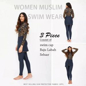 3pcs muslim bescheidene Badebekleidung Frauen Badeanzug Voller Deckung Islamischer Langarm Schwimmanzug Burkini Turban Hosen Hijab