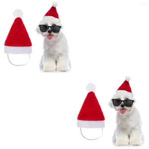 Vestuário para cães 2 peças Chapéu de Natal para animais de estimação Cat Santa Outfit Acessórios Filhote de cachorro Gatinho Decoração de festa