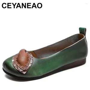 Casual Shoes Cow Genuine Leather Ethnic Woman Moccasin Elegance Soft Soled Luxury Flats Ladies Shallow Comfy Loafer Summer