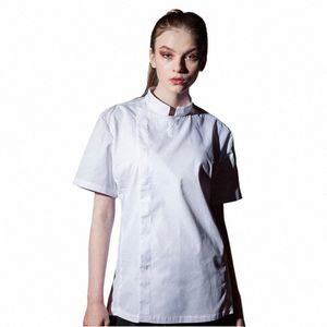 both Sexes Chef Shirt Kitchen Work Uniform Restaurant Canteen Cook Jacket Hotel Cake Shop Cafe Waiter Work Uniform Zipper Style B59M#