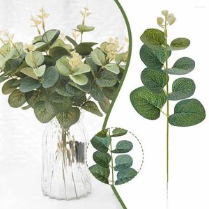 Kwiaty dekoracyjne eukaliptus pozostawia symulację nordycką Rośliny pojedyncze pieniądze Fałszywe sztuczne zielone akcesoria sztuczna roślina f9i6