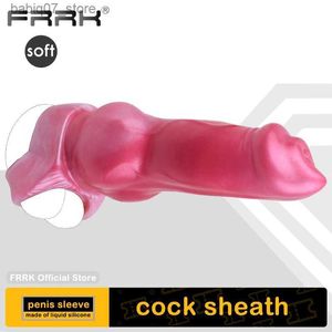 Другие предметы для массажа FRRK Soft Fantasy Dog Knot Набор накладных пенисов для пениса Силиконовый чехол для пениса Red Dragon Расширитель члена Мужская секс-игрушка Q240329