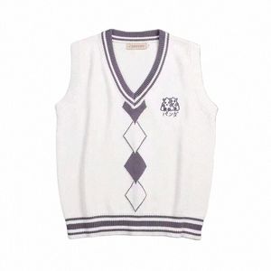 Britânico Coreano School Girl Sleevel Camisola Colete Uniformes Escolares Com Decote Em V Japonês Meninos E Meninas Estudantes Coreano Colete De Malha 96yO #