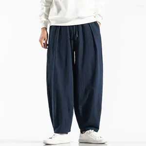 Men's Pants Trousers Spring Summer Cotton Linen Casual Pantalones Loose Wide-leg Harlan Large Size Boy Chinese Style Thin Sweatpants