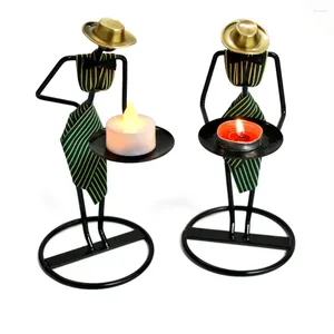 Candle Holders Nordic Metal Candlestick Abstract Character Waiter Sculpture Holder Iron Art Romantic Wedding Decoration