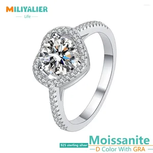 Cluster Rings Miliyalier 1CT VVS1 D Moissanite Heart Ring for Women S925 Sterling Silver Engagement Promise Wedding Pass Test GRA Jewelry