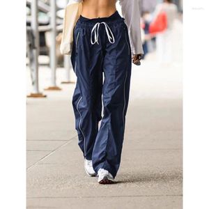 Calças femininas houzhou streetwear casual sweatpants lado listra elástica baixa ascensão carga reta y2k estética jogger calças mulheres coreano