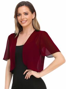 women New Chiff Short Sleeve Cardigan Elegant Top Evening Cover Up Wedding Dr Shawl Outdoor Sun Protecti Breathable Shirt E86L#