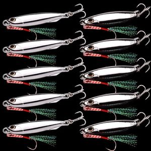 10 st/parti metall gjuten jig sked 10g 15g 20g 30g 40g lockar set med krokgjutning jigging fisk hav basfiske lockar konstgjord bete 240321