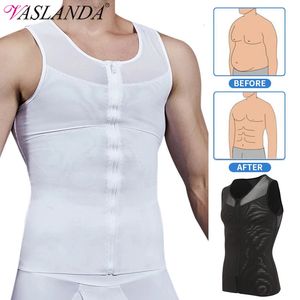 Mens Compression Vest Undertröja Slimming Tank Top Workout Shirts Mage Slimming Abdomen Body Shaper Waist Trainer Fajas Tops 240327