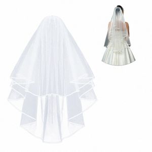 Branco casamento véu de noiva tule véus de noiva com pente véus de casamento com borda de renda ribb para casamento acessórios de casamento g7hy #