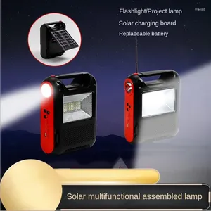 Ficklampor facklor solenergi system belysning camping lampan fm radio bluetooth ljud 18650 baturex3 led batteri USB uppladdningsbart