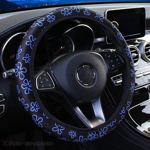 2024 Car Steering Wheel Cover Beetle Printed Cloth Without Inner Ring Elastic Belt Handle Cover Car Accessories Steering Wheel Cover