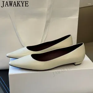 Casual Shoes Women's Pointy Toe Flat Summer Low Top Doudou Black White äkta läderklänning Walk Woman Luxury Runway