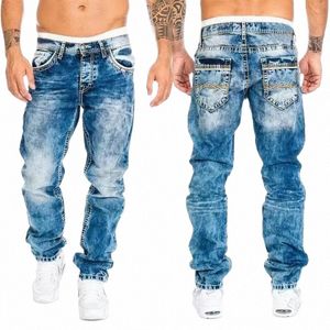 men Jeans Fi Designer Denim Blue Pants for Male AD Men's Trousers Butt Fly Jeans Men i9fP#