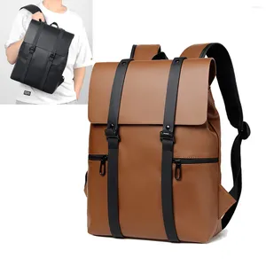 حقيبة ظهر للرجال roucksack Daypack Satchel Student Bag Bag Pu Leather Leather Camputer Travel Business Male School Book Back