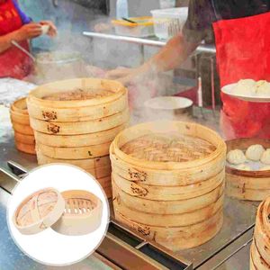 Dubbla pannor multifunktion rostfritt stål köksredskap kinesiska ångställ bambu praktisk ångare