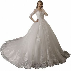 vestido De Novia Three Quarter Sleeves Lace Wedding Dr 2022 Open Back Vintage Bridal Dres Ball Gown Hot Sale e2p0#