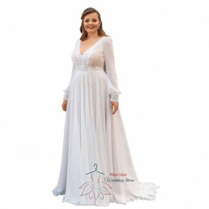 DRES Classic Wedding DRES 2023 V-NECK BACKL BRIDE الأكمام نفخة نفخة تشيف A-LINE SWEER TRAIN VERTIDO DE NOIVA PLUS L1SY#