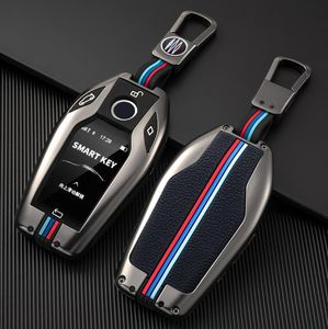 Bilnyckelfodral för BMW 5 7 Series 730LI 740 630 G12 G30 G31 G32 G02 X5 G07 X6 X7 LED Display Zink Eloy Keychain Cover Accessories6446739