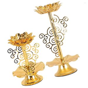 Mum tutucular 2 adet masaüstü şamdan ev dekor lotus çiçek tutucu alaşım lamba taban