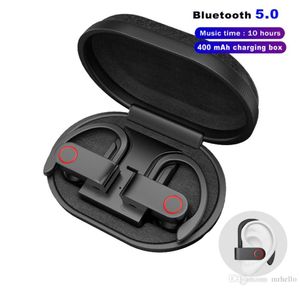 A9 TWS 50 Bluetooth Earphone Wireless Earbuds Earhook Sports Earuds Bluetooth Headset IPX5 Vattentäta hörlurar med Mic Charg2838373