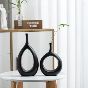 Vases Home Decor Table Decorative Black Nordic Modern Creative Flower Ceramic