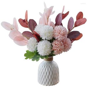 Dekorative Blumen, künstlich, mit Vase zur Dekoration, Set aus Kunstseide, Heim- und Küchentischdekoration, Mittelstücke