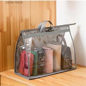 Other Home Storage Organization 1 Piece Handbag Wallet Transparent Dust Storage Bag Wall Mounted Hanging Closet Organizer With Zipper Handle Organizer Y240329