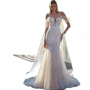 bellissimo abito da sposa in pizzo applique affascinante sexy backl sirena Illusi a-line abiti da sposa dimagranti su misura 2024 Q1k0 #