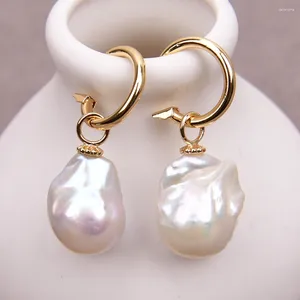 Dangle Earrings GG Jewelry Cultured White Baroque Keshi Pearl Hook Gold Plated Ear Classic For Lady Wedding Gifts