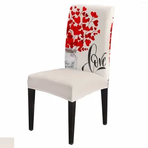 Coprisedie San Valentino Love Flower Set di coperture per bottiglie di vetro Cucina Fodera per sedile in spandex elasticizzato Sala da pranzo di casa