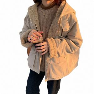 Mulheres Oversized Parkas Com Capuz Grosso Casaco Senhoras Macio Kawaii Jaqueta Dupla Face Outerwear Outono Inverno Quente Lg Manga Bomber k61Y #