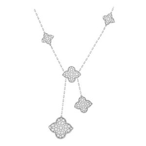 Designer Brand High version Van four leaf clover full diamond necklace for womens fashionable temperament small flower tassel pendant collarbone With logo