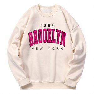 1898 Brooklyn New York Baskı Terzini Kadınlar Klasik Retro Fi Hooded Polar Sıcak Giysiler Gevşek Büyük Boy Hoodies U1N8#