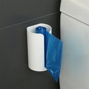 Portaoggetti da cucina Scatola per sacchetti della spazzatura autoadesiva Portaoggetti in plastica Contenitore per rifiuti a parete Organizzatore per il bagno di casa