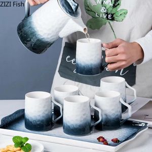 Set da tè Set da tè in ceramica nordico di lusso con tazza d'acqua, bollitore freddo con vassoio, caffè pomeridiano in stile moderno